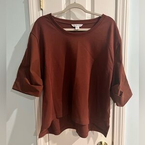 Athleta Women's Scoop Neck Sweater in Rust Brown